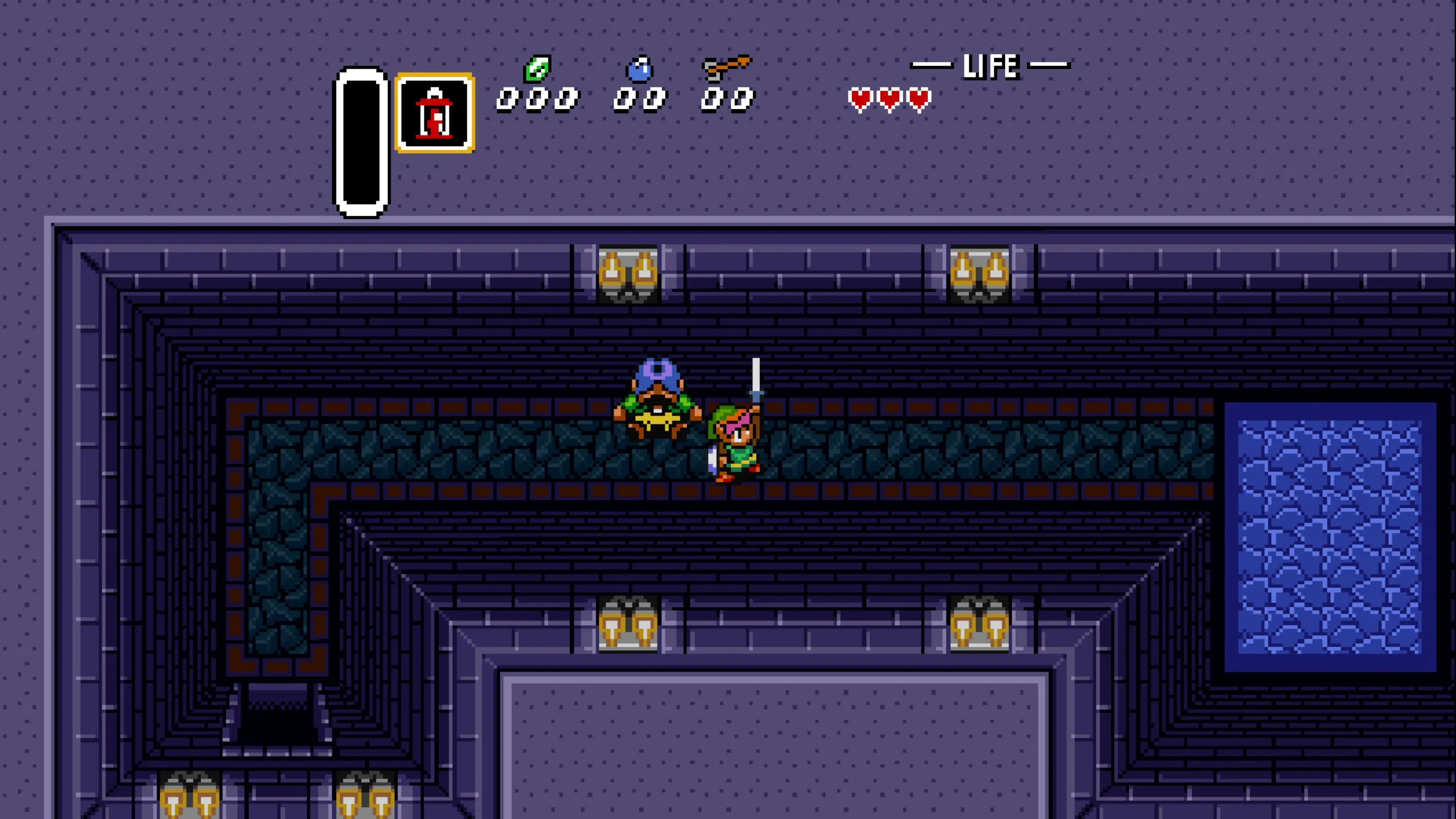 Link embarks on a perilous journey through a labyrinthine dungeon, wielding a sword and shield to protect against treacherous obstacles and enemy encounters. The dungeon’s stone walls, intricate traps, and dark corridors add an air of danger and suspense to the scene